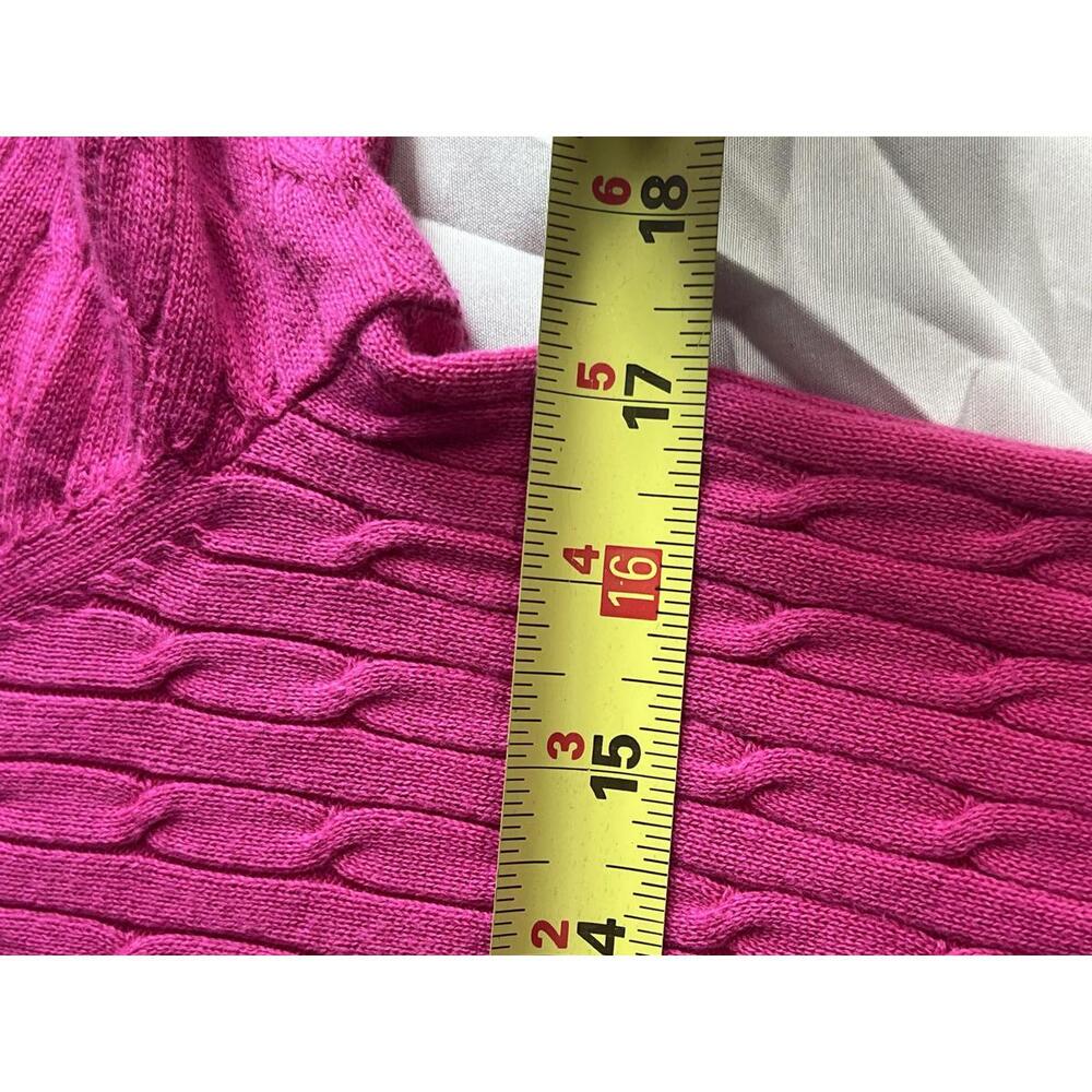 Tommy Hilfiger Pink Cable Knit Cardigan Large Pima Cotton - Picture 8 of 9